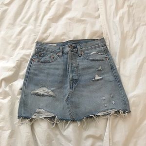 Levi’s light blue denim mini skirt